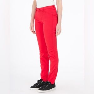 Love Moschino NWT Red Jean Jegging Checkered Flag Back Patch, size 26 NEW